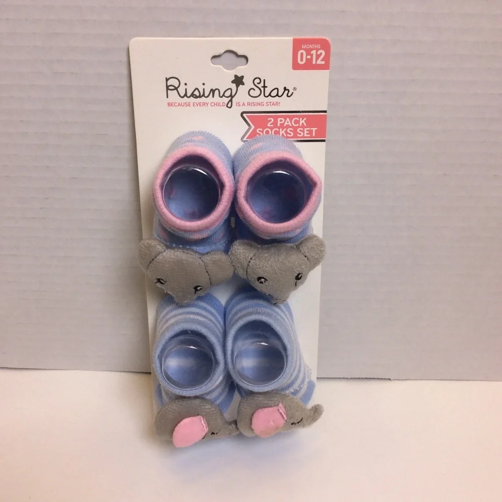 Rising Star Infant 2pack of Socks w/Elephant